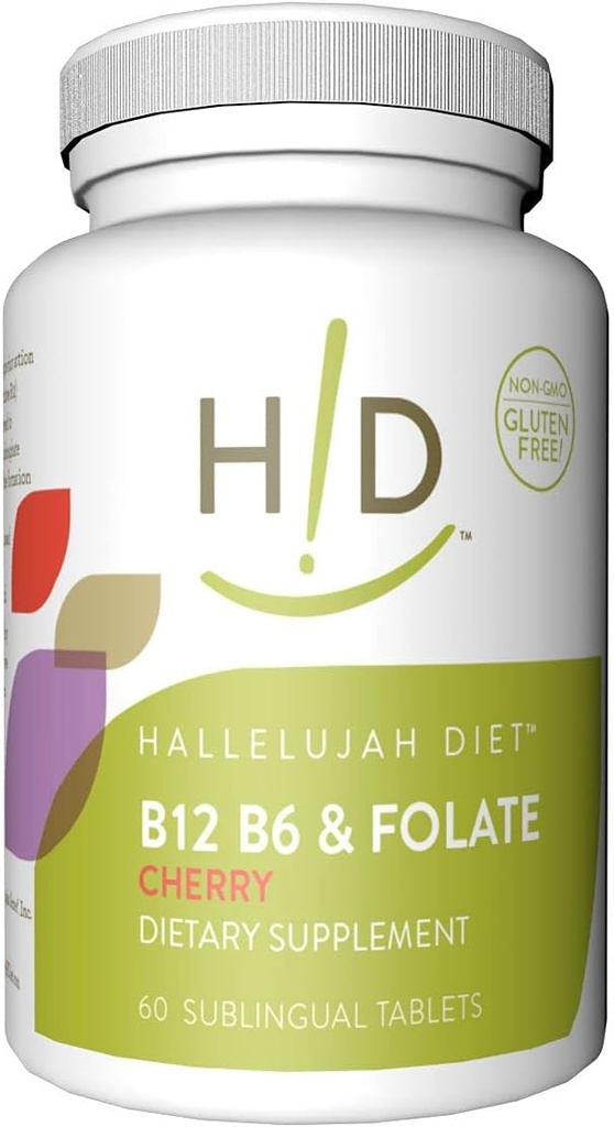Hallelujah Diet B12, B6 & Folate Suplimente dietetice Cherry Aroma vitamine sublinguale (60 comprimate)