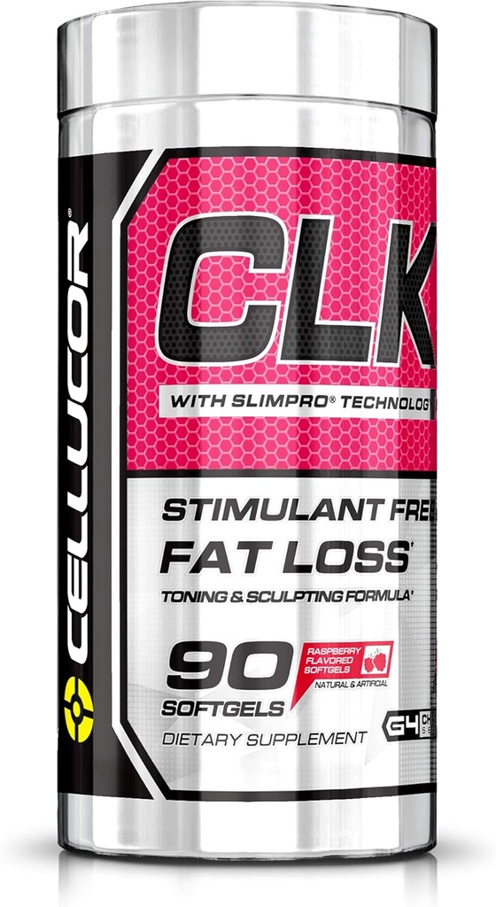 Cellucor CLK Non-Stimulant Fat Burner pentru pierderea in greutate cu CLA, Acid Linoleic conjugat, Cetone zmeură, L-Carnitina, 90 Softgels