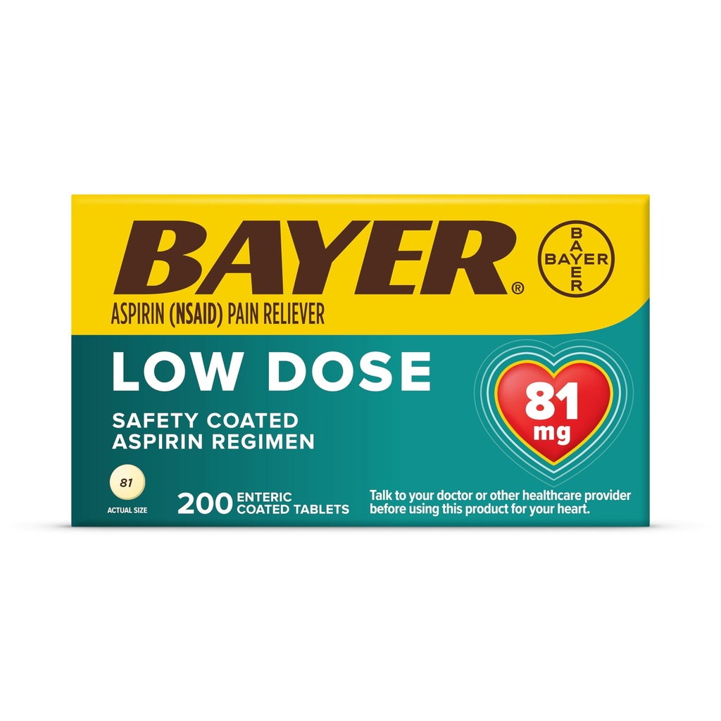Bayer Aspirină Regiment comprimate filmate cu doze mici, 81 mg, 200 Număr de comprimate