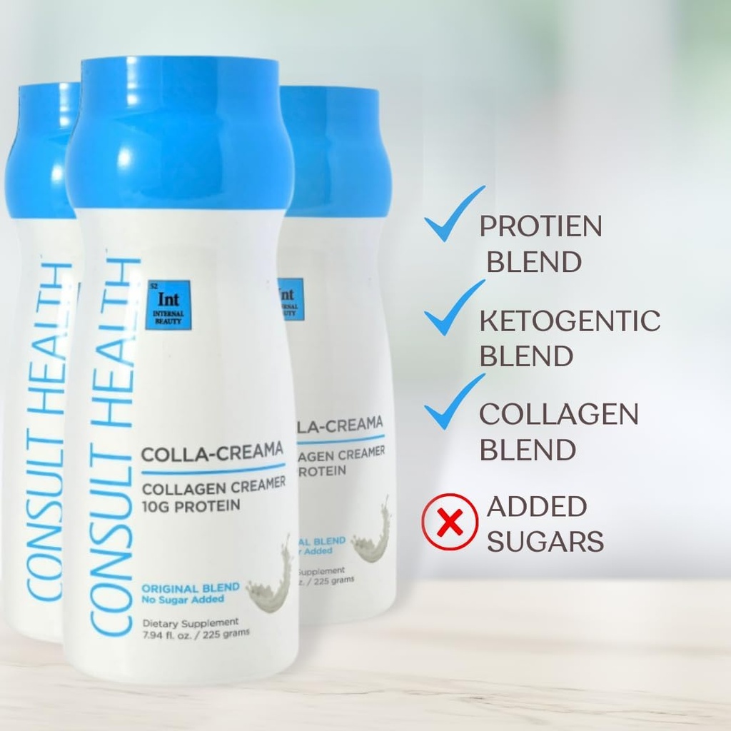 Consultanta Sanatate - Colla-Creama Colagen Creamer Supliment - 10g Proteina - Blend ketogenic - Powder Coffee Creamer - Ulei de cocos, energie Boosting Ulei MCT - Nu adaugat zahar - 7.94 oz