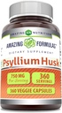 Amazing Formulas Psyllium Husk 750mg Veggie Capsule Supliment 