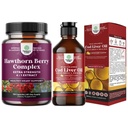 Capac de extra putere Hawthorn Berry capsule Extract de Hawthorn Digestion și Heart Health Supplement și Islanda Cod ulei de ficat lichid lichid Caught Nordic Omega 3 lichid ulei de pește pentru adulți și copil