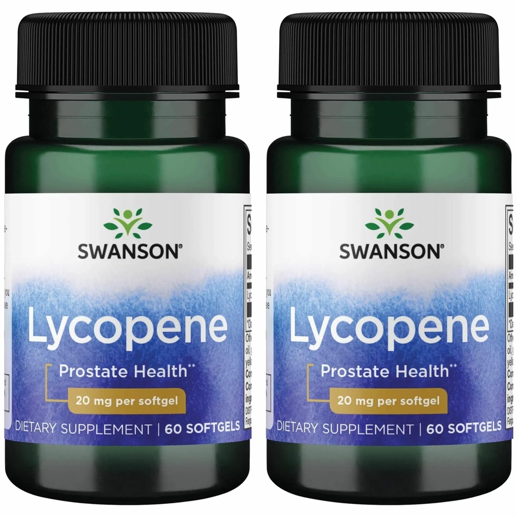 Swanson Lycopene - Suplimentul natural Promovarea sanatatii prostate, sanatatea inimii, & suporta presiunea sangelui in intervalul normal - Mens Health Supplement - (60 Softgels) 2 Pack
