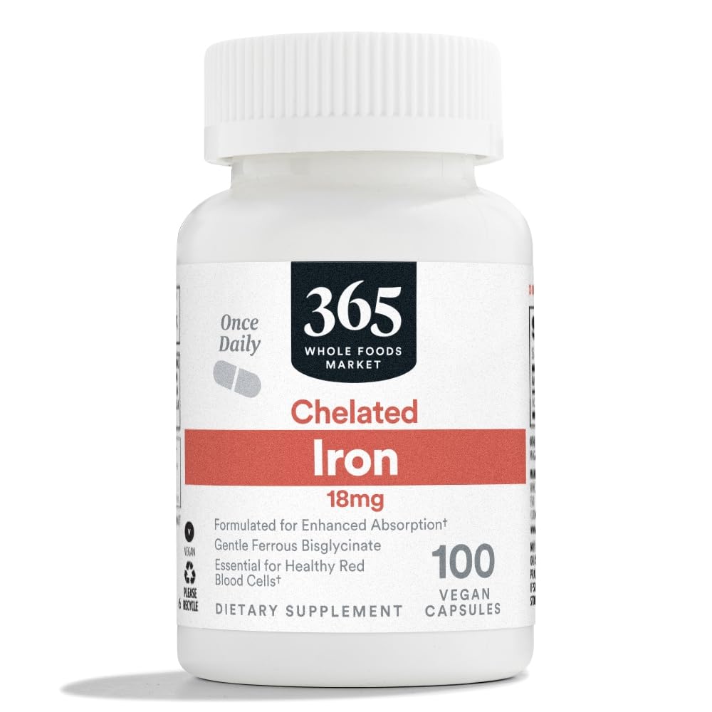 365 de Whole Foods Market, Chelated Iron 18mg, Vegan, 100 Capsule