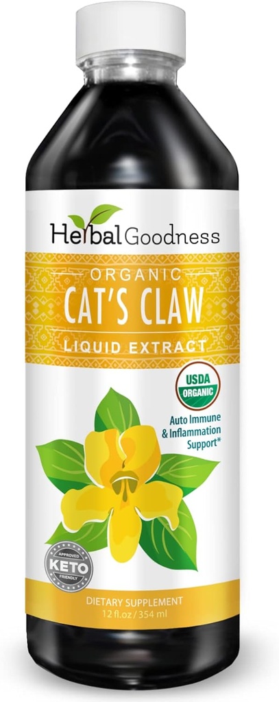 Cat's Claw Liquid Extract - Herbal Supplement for Digestive Boost, Joint/Muscle Support, Imunity, Heart Support- Superior Absorbtion-Organic 12oz -23 Servings/Bottle -Made in USA -Herbal Goodness