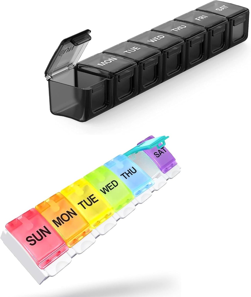 2 Pack Extra Large Pill Organizator, Sukuos Weekly Pilula Box, Pilula Caz, Medicina Organizator pentru Vitamine, Uleiuri de pește sau Suplimente