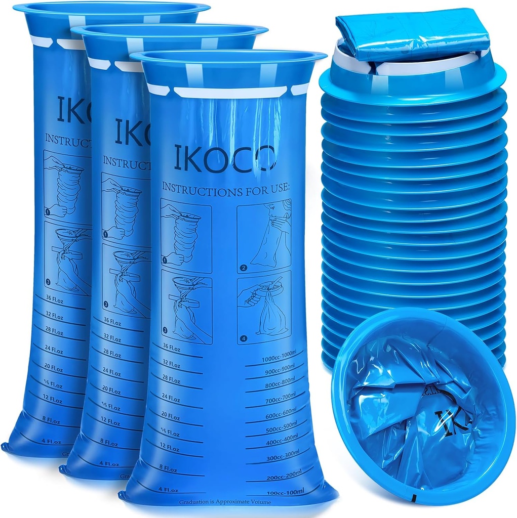 Pungi cu vomitat de ambalaj de unică folosință, IKOCO1000ml Leak Rezistent Emesis arunca sac, Motion Barf voma pungi de boală pentru călătorie, greață și mașină