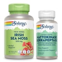 SOLARAY Irish Sea Moss 500mg şi Nattokinaza Serrapeptase Supliment - Wellness Bundle cu vitamine naturale ocurente, minerale - Sanatate guta, Sinus, Heart Health Support, 60-Day Guarantee, 100/30ct