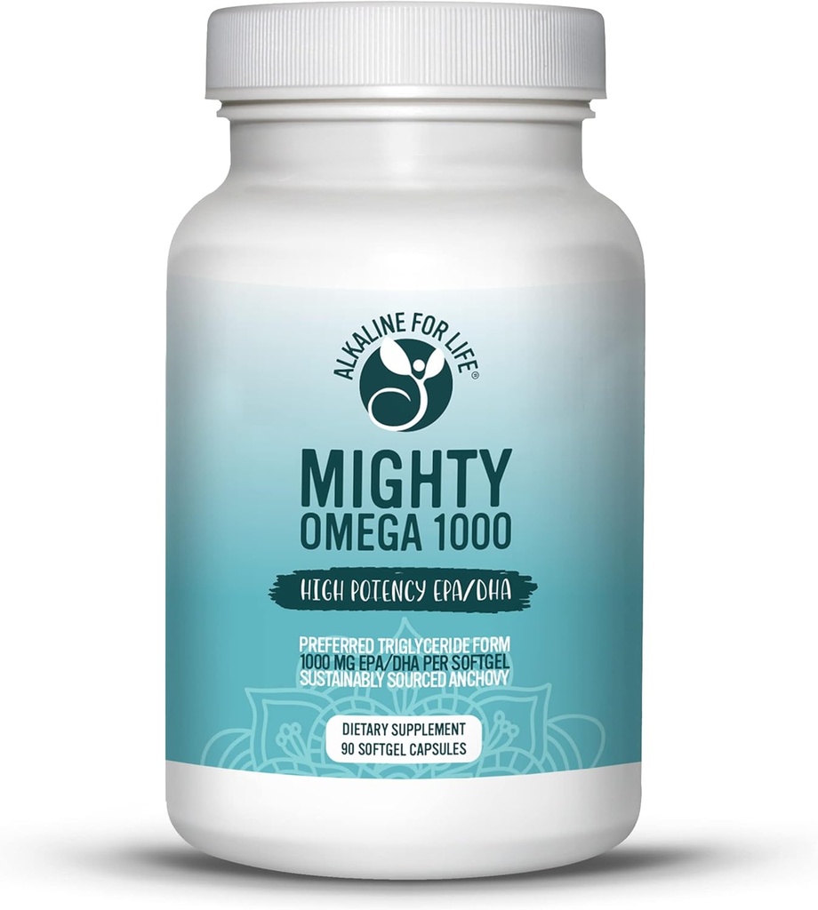 Mighty Omega 1000 Pottent Omega 3 Supliment 1000 MG EPA DHA pentru o capsulă doză mare Omega 3 Ulei de pește South Pacific Anchovy Sursat - Trigliceride Omega 3 supliment acid gras
