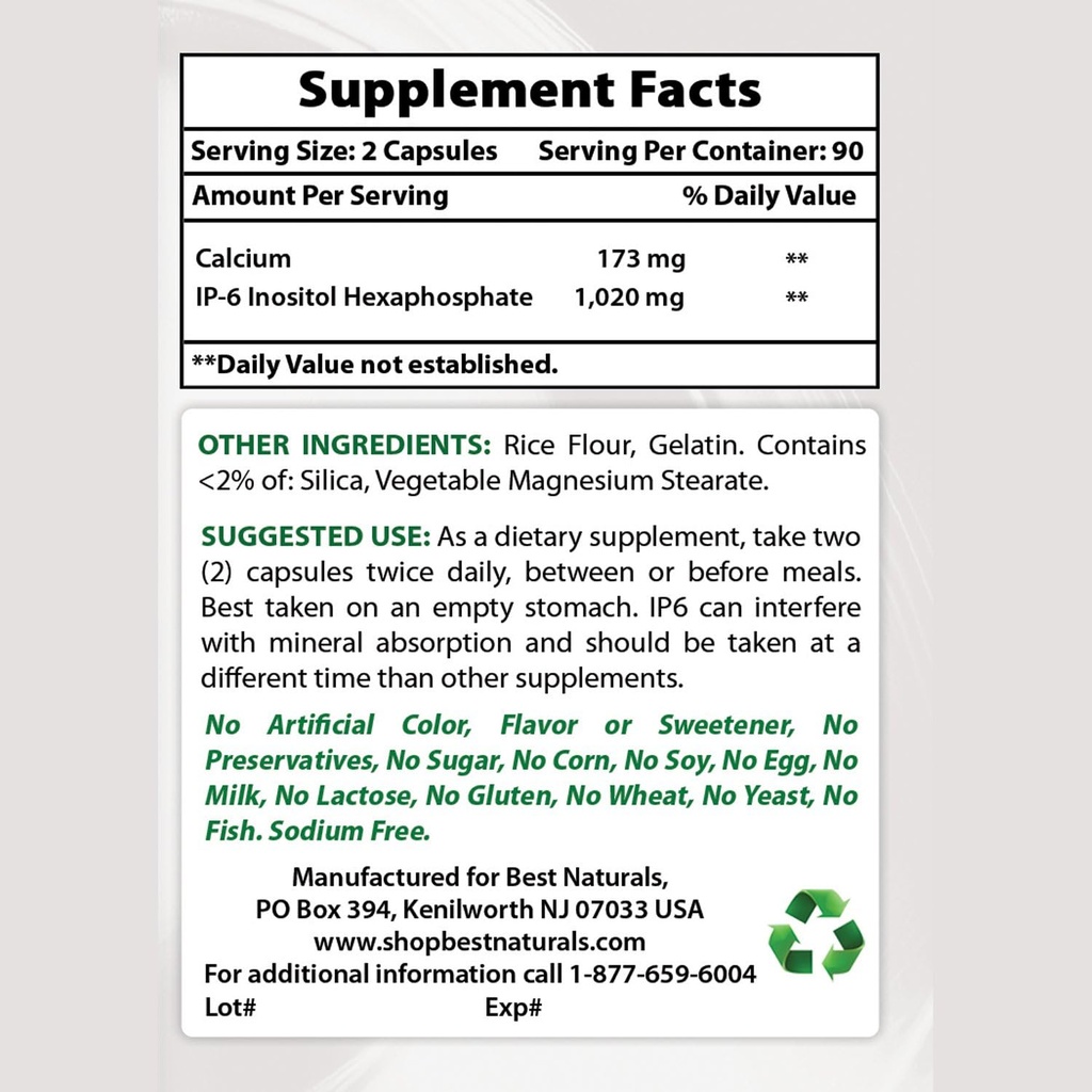 Cele mai bune naturale IP- 6 510 mg & Oxid de magneziu 500 mg