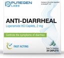 Puregen Labs Caplete anti-Diareice - 24 Count - 2 mg Loperamidă clorhidrat - Pastilele anti-Diaree ușor de înghițit - Diaree și relief de stomac - Simptome de control al diareei