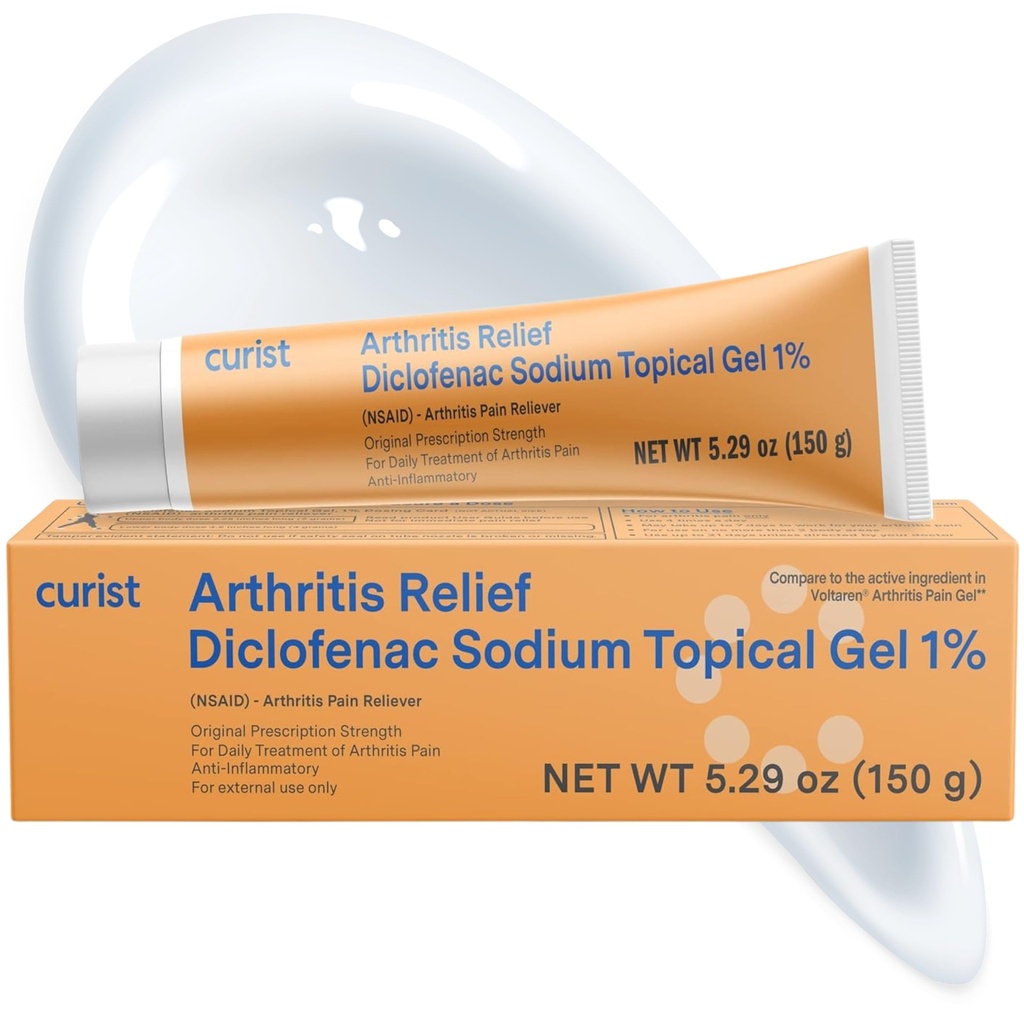 Curist Diclofenac Sodium Topical Gel 1 Procent 150g pentru Artrita Durere - Relief dureri articulare pentru dureri de mână / Foot, dureri de genunchi / Elbow Durere & glezna - 1% - 5.29oz