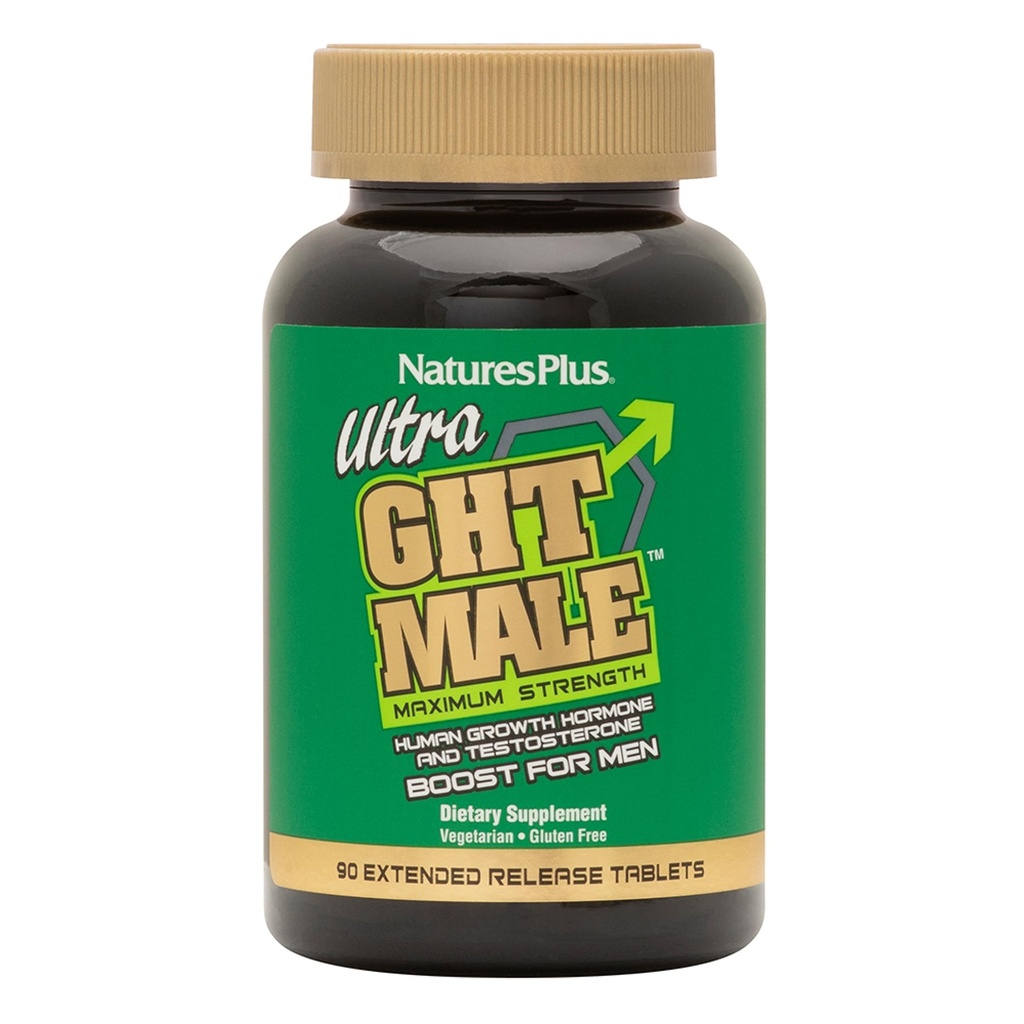 NaturasPlus Ultra GHT Male Extended eliberare Bilayer Tablete - 90 Suplimente vegetariene - Putere maximă Testosteron natural și hormon uman de creștere Boost- Gluten-Free - 30 Serviri