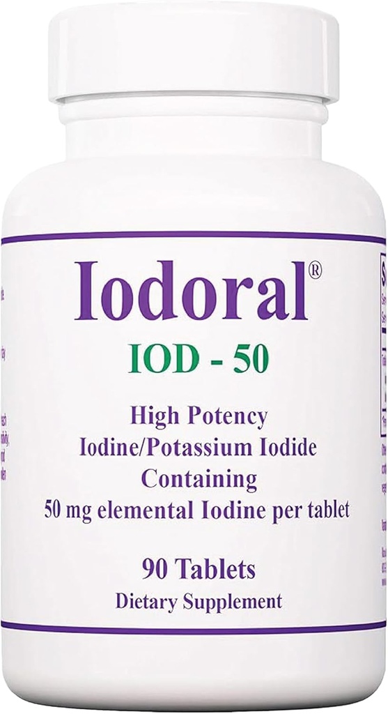 Optimox Iodoral 50 mg Supliment - Tablete cu iod de potasiu, Suplimente cu iod de mare potenţă, Suport tiroidian, Vitamine & Minerale - 90 Conte