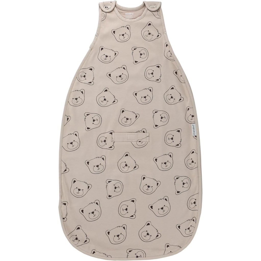 Woolino Merino Wool și bumbac organic Ultimate Baby Sleep Sack - 4 Sezonul Pat purtabil Blanket - Două-Way Zipper Sac de dormit reglabil - Dimensiune universală (2-24 luni) - Urs de pluş