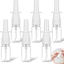 6 buc Sticle de pulverizare nazale clare, 10ml flacon de stropire gol Atomizor reîncărcabil mici pulverizatoare cu mosc cu cap de presa Spray de plastic spray container pentru uleiuri esențiale, Dezinfectant rana