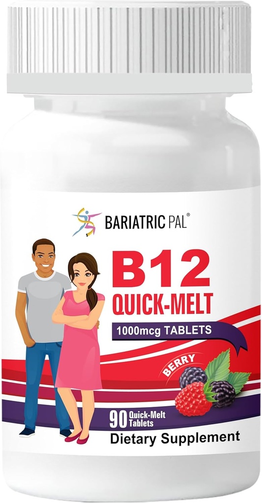 BariatricPal 1000mcg B12 Congelări rapide fără zahăr (90 Count) - Berry