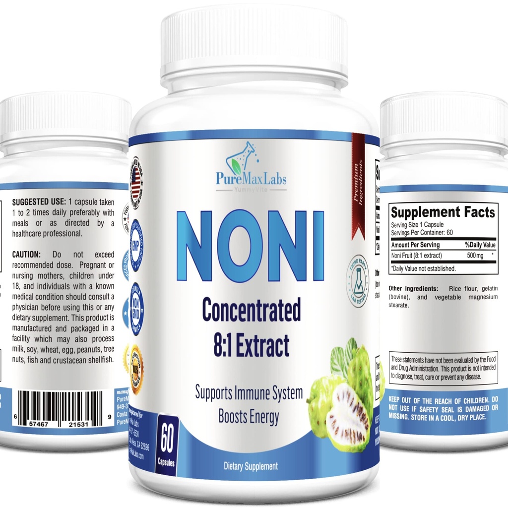 Noni Capsule - Extract de fructe Noni (Morinda Citrifolia), Suport imun - 60 capsule
