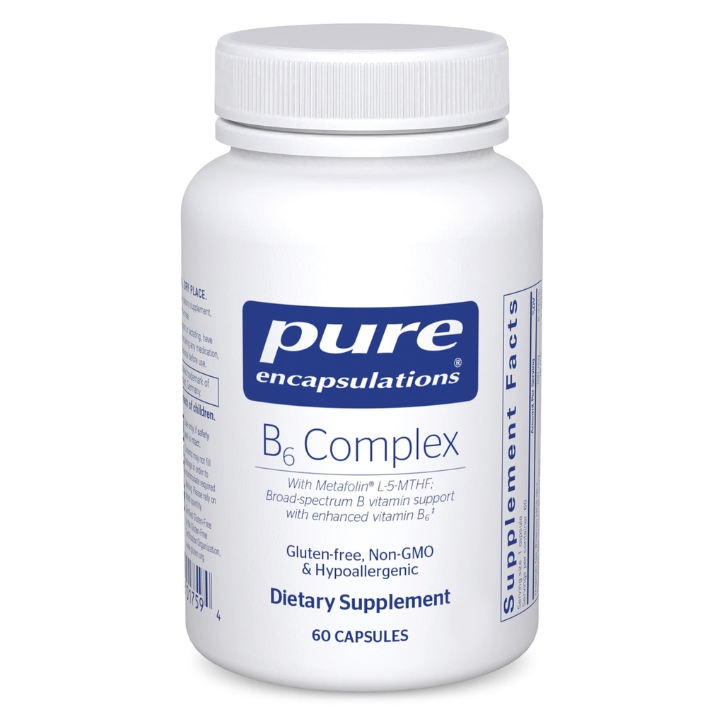 Pure Encapsulations B6 Complex - Supports Nervois System & Brain Health* - Include B Vitamine - Contine vitamine bogate B6 - non-GMO & Gluten Free - 60 capsule