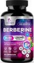 Berberine HCL 1200mg Supliment - Berberine capsule HCI Supliment de absorbţie mare pentru Heart Health & Immune Support, Putere mare, Gluten-Free, Vegan, Pastile non-GMO - 60 Capsule vegetale