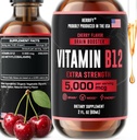 HERBIFY Vitamina B12 Suplimente de energie multivitamine metilate pentru femei și bărbați - B12 vitamine lichide 5000 Mcg metilcobalamină - Suport energetic și sănătate imună Vitamină lichidă 2 Oz