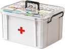 Cutie de depozitare medicamente, sticla de pastile Organizator, Compartiment dublu, transparent, capacitate mare, alb
