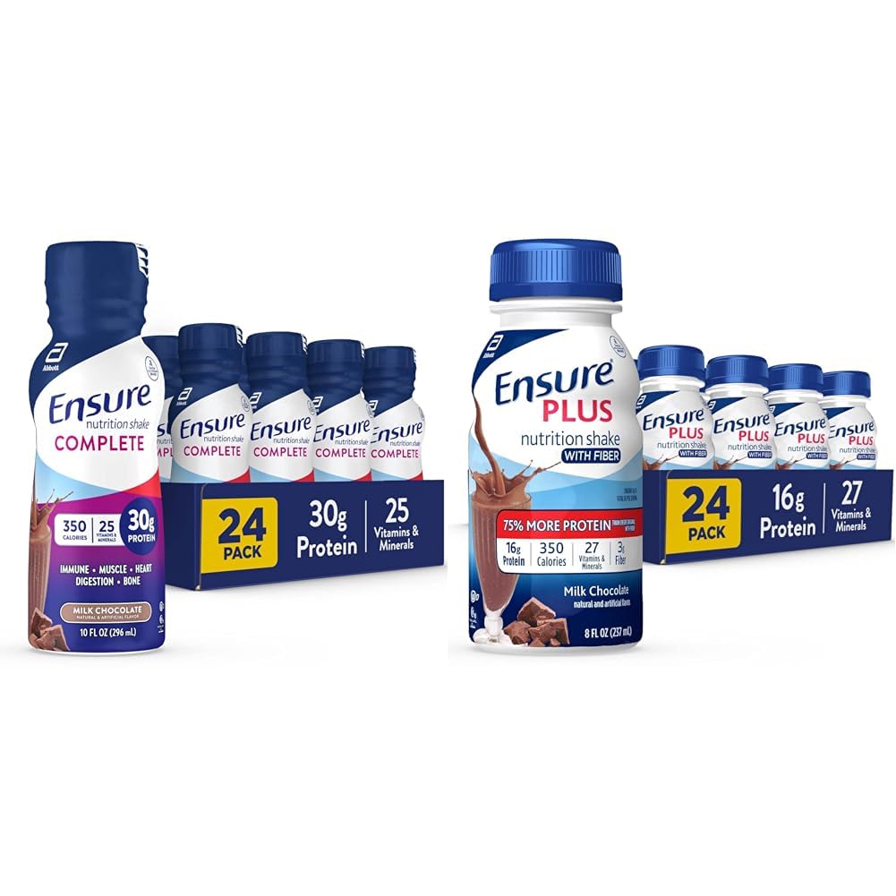 Asigurați-vă că Shake complet de nutriție și asigurați Plus Shake nutriție cu fibre, 16 grame de proteine, Masă de schimb lichid, lapte ciocolată, gluten fără, 8 Fl Oz (Pachet de 24)