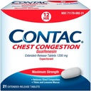 Contac congestie toracică, concentraţie maximă Expeectorant Controls Tuse şi Thins şi Loosens Mucus, Extended Release Tablets, Guaifensin 1200 mg, Extended Release Tablets, 21 Count