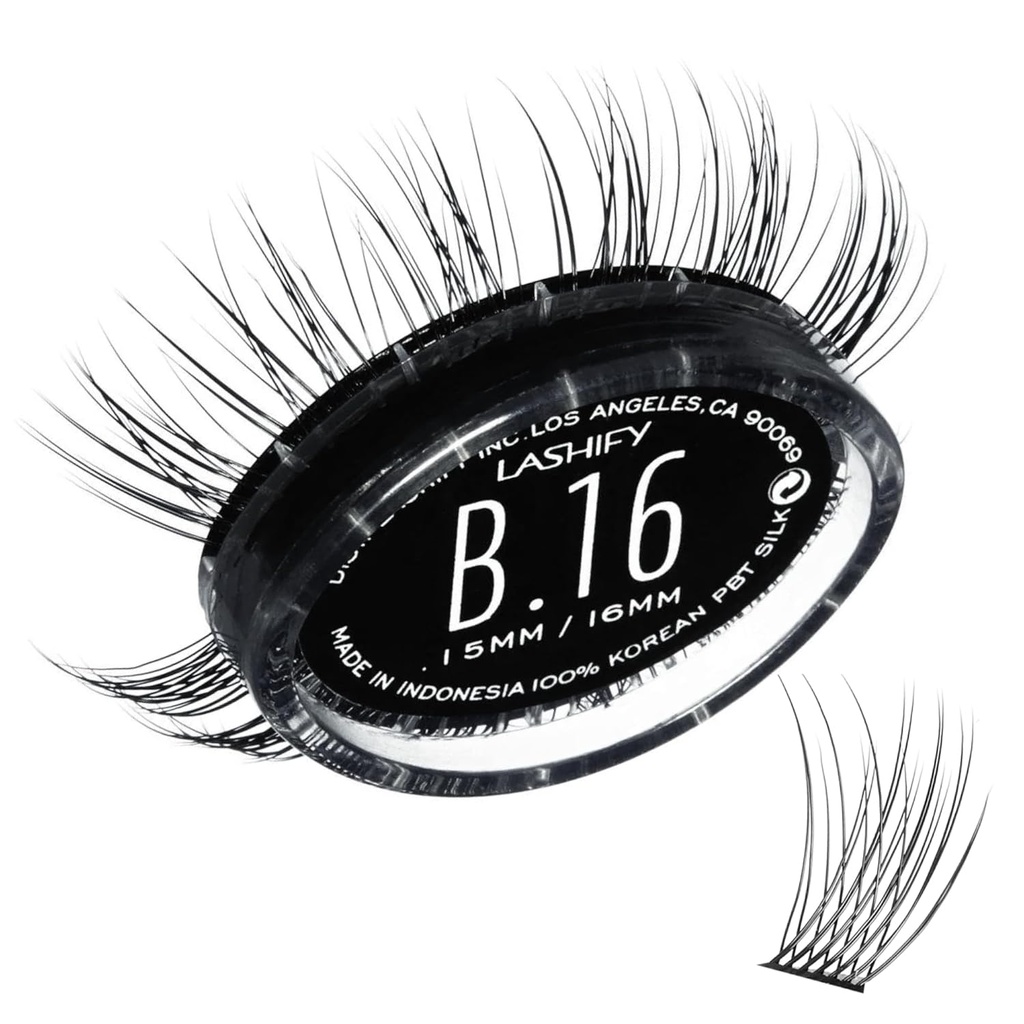 Lashify Bold 16mm Gossamer Extensii geană Refill, negru, False Lashes DIY pentru un aspect natural