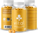 Ei binePath Vital Turmeric Gumies + Ginger - Suport comun Curcumin Supliment, Curcumin Turmeric Complex C3, Tasty Alternative la Capsule, Turmeric & Ginger Root, Aroma Tropicala Chews, Vegan, 60 Ct