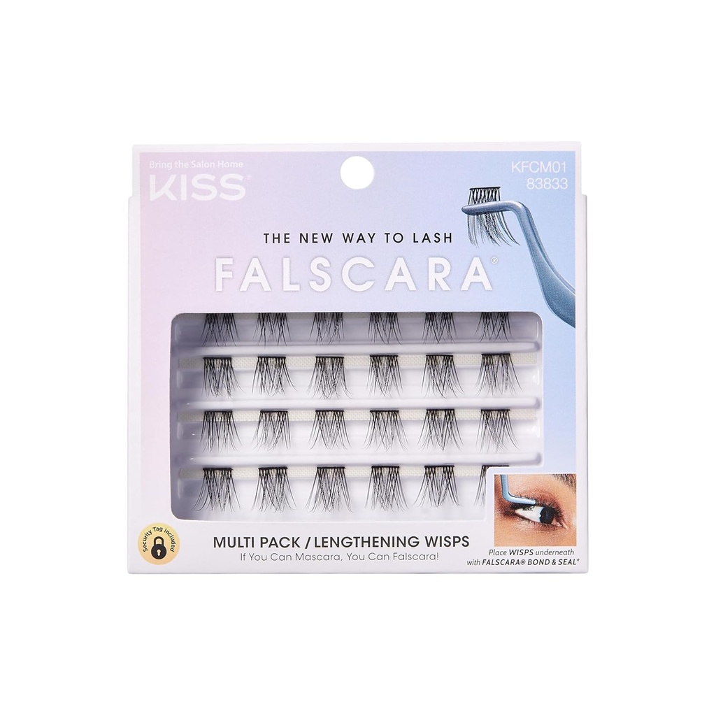 KISS Falscara DIY Extensie de gene Lungire Wisps - Featherlight sintetic gene artificiale reutilizabile Ambalaj multiplu de 24 Mini Lash Clustere pentru acea extensie de gene autentice Look