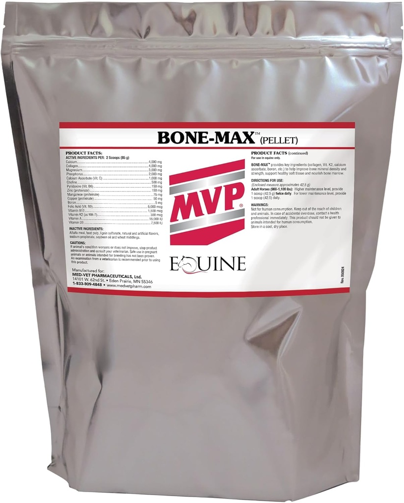 MVP BONE-Max pulbere pentru sănătatea și dezvoltarea oaselor de cal - Nutrienți esențiali pentru performanță și cai tineri în creștere (6lb)