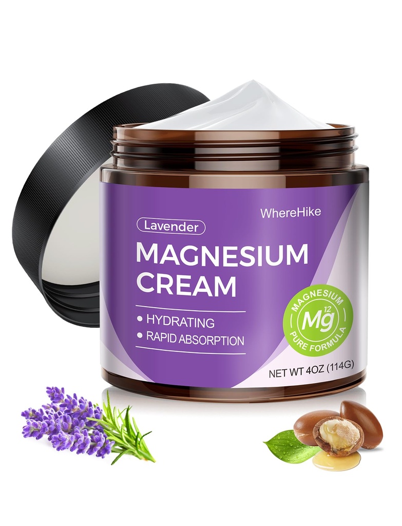 Cream Natural Topical Magneziu pentru somn,Loțiune de magneziu noapte pentru durere și cramps picior,Muscul de relaxare,Calm,Hidrație profundă pentru îngrijirea pielii. (Lavandă)