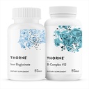 THORNE - Nutrient Essentials Duo - Biglicinat de fier & B- Complex #12 pentru suport energetic și construirea de sânge - 60 Servings