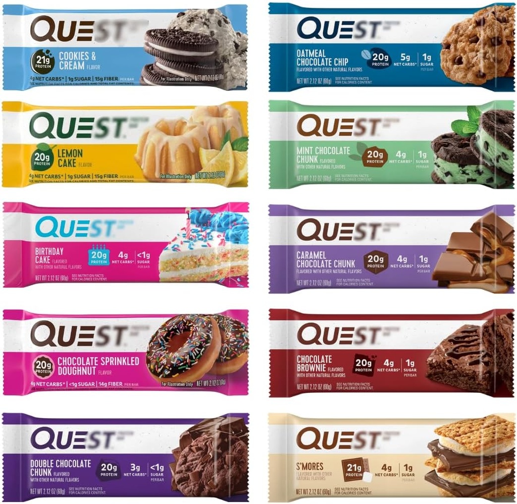 Nutritie Proteine Baruri, Asortate 10 Variety Pack - Proteina mare, Carb scăzut, Gluten gratuit, Keto Friendly - 2.12 Oz Baruri - 12 Conte