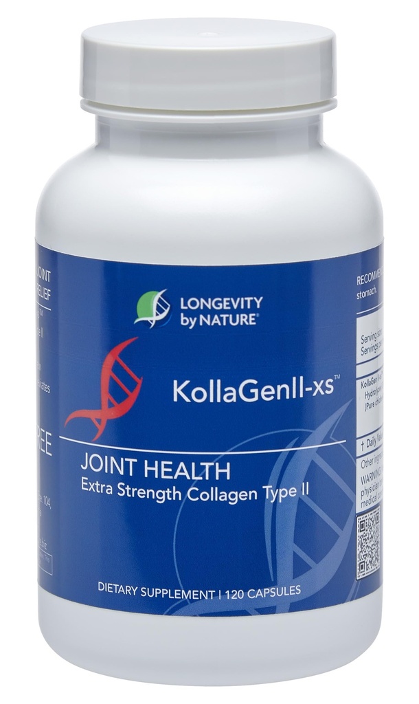 Longevity by Nature KollaGen II-xs - Colagen with Glucosamine and Chondroitin, 120 Capsules Dietary Supplement