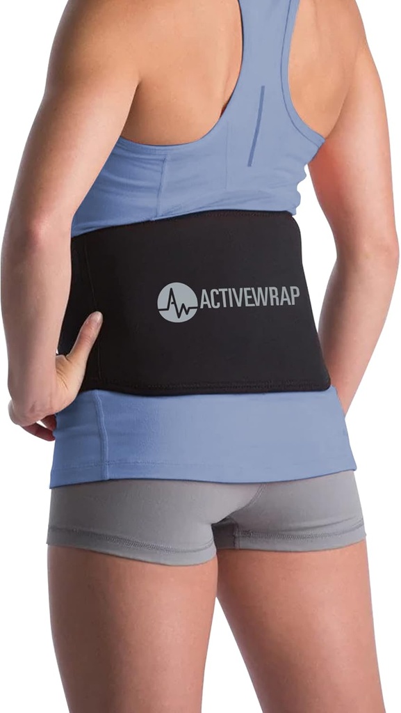 ActiveWrap - Back Ice Pack pentru dureri de spate, Umflare, luxaţie, Spasm, Stiffness şi mai mult, Reutilizabil Ice Pack pentru leziuni cu curea de compresie, Utilizare pentru terapie caldă şi rece, Mic / Mediu