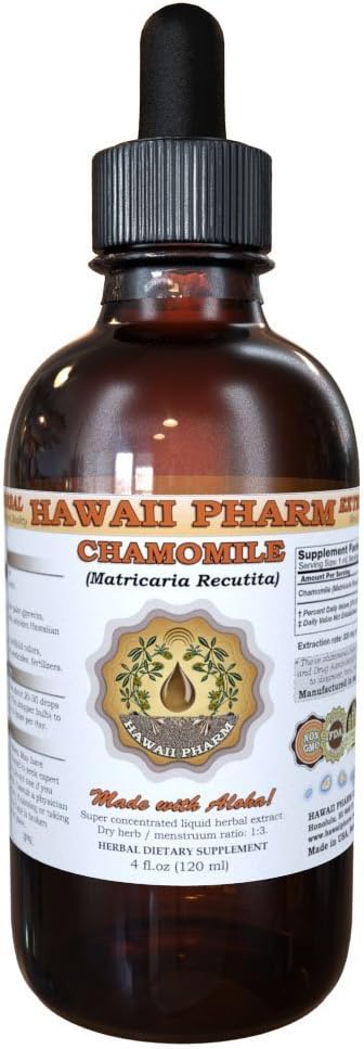 HawaiiPharm Chamomile Extract lichid, musetel organic (Matricaria Recutita) Tincture Supliment 4 oz