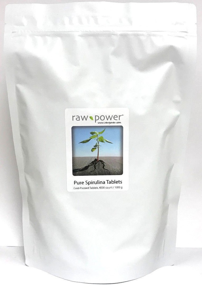 Putere brută Spirulina comprimate presate la rece Bulk Kilo Bag 4000 Număr de comprimate 250 mg 1000g total organice