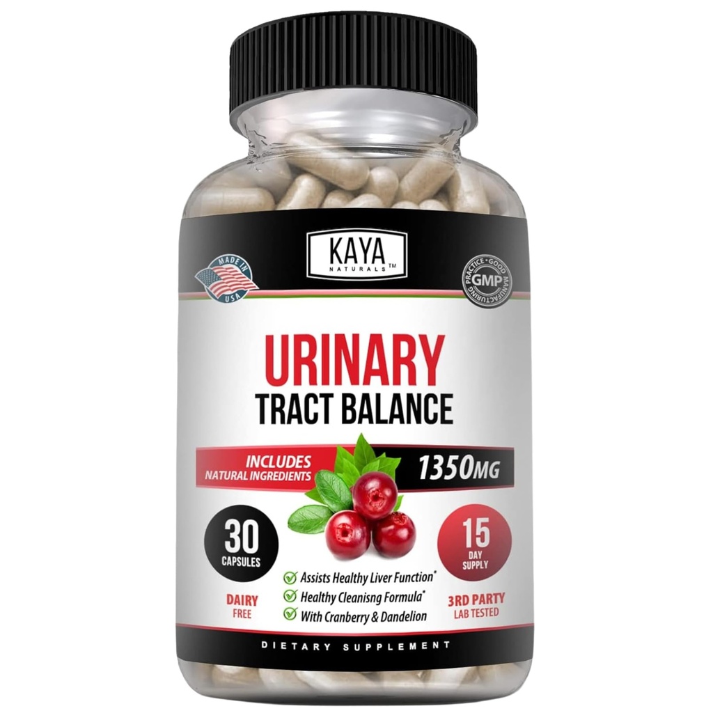 Kaya Naturals - D-Mannose - Tract urinar UT Curățenie & Bladder Health - Made with Cranberry, Hibiscus & Dandelion Root - D Mannose Capsules Cranberry Supliment - 30 Veggie Capsule