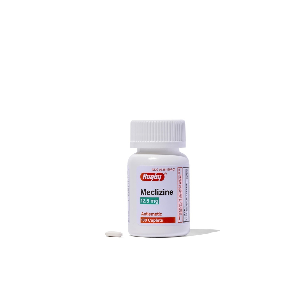 Rugby Meclizine 12,5 mg Caplete - Simptom de ajutor antiemetic - 100 Conte