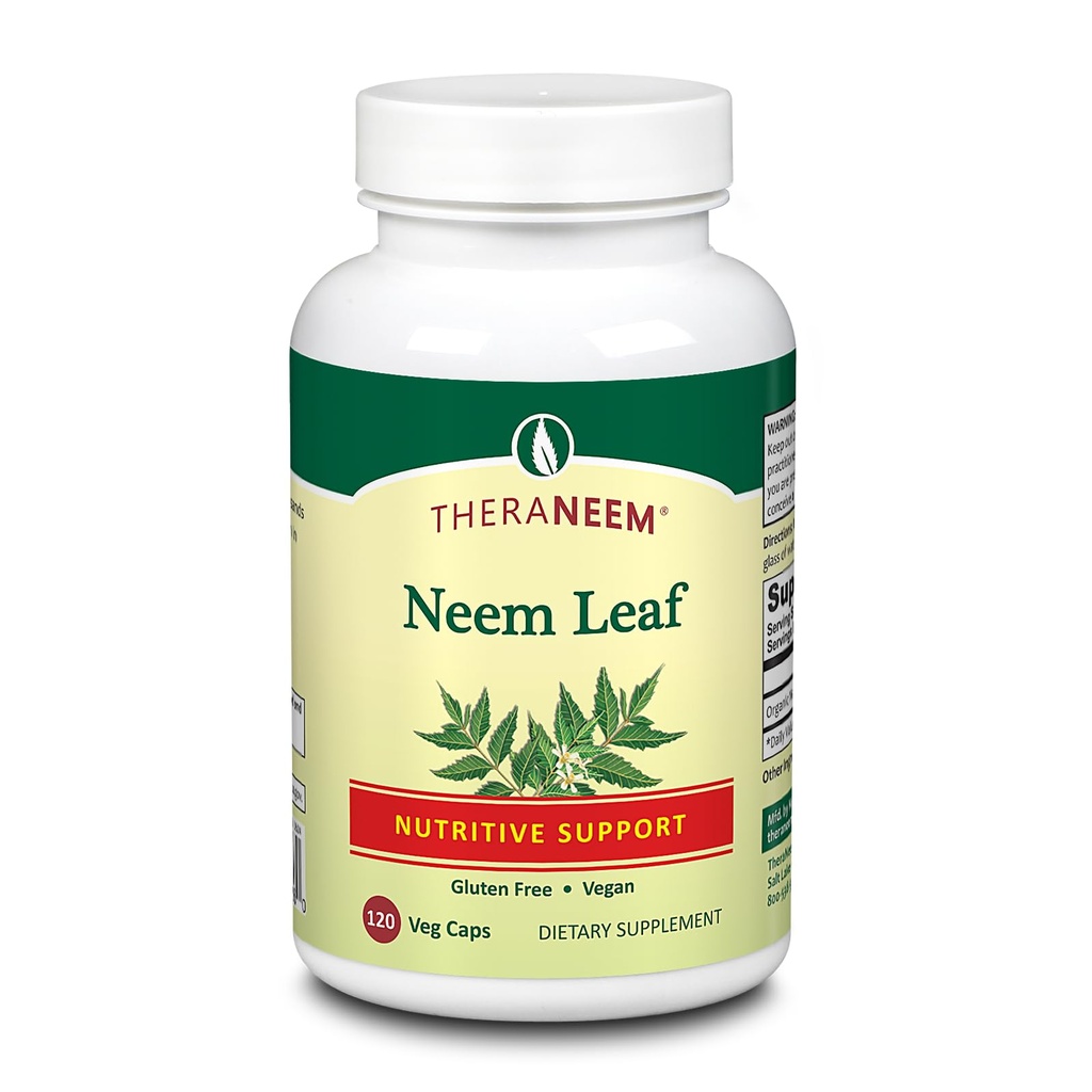 THERANEEM Neem Leaf Capsule - Suport nutritiv puternic cu antioxidanți și mai mult - Vegan, gluten gratuit, 60 zile de garanție - 120 serviri, 120 VegCaps