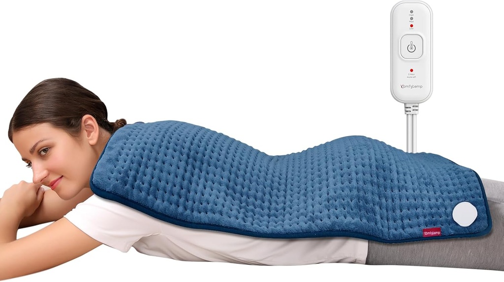 Pad de încălzire confortabilă pentru calmarea durerilor de spate, Pad de încălzire foarte mare XXL, Cadouri de ziua de naștere pentru femei Mama soția ei, 17'x 33' King Dimensiune Pad-uri electrice de încălzire pentru crampe perioadă (albastru)