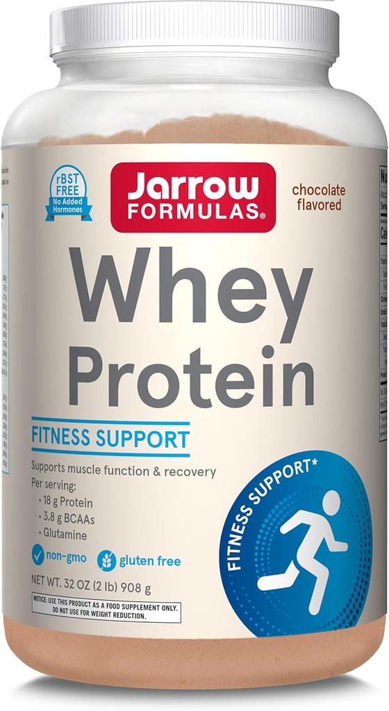 Jarrow Formulas Whey Proteine, Ciocolata - 908g pulbere - Sustine dezvoltarea musculara - cea mai buna calitate sursa de proteine - bogat în BCAAs - Approx. 35 Serviri