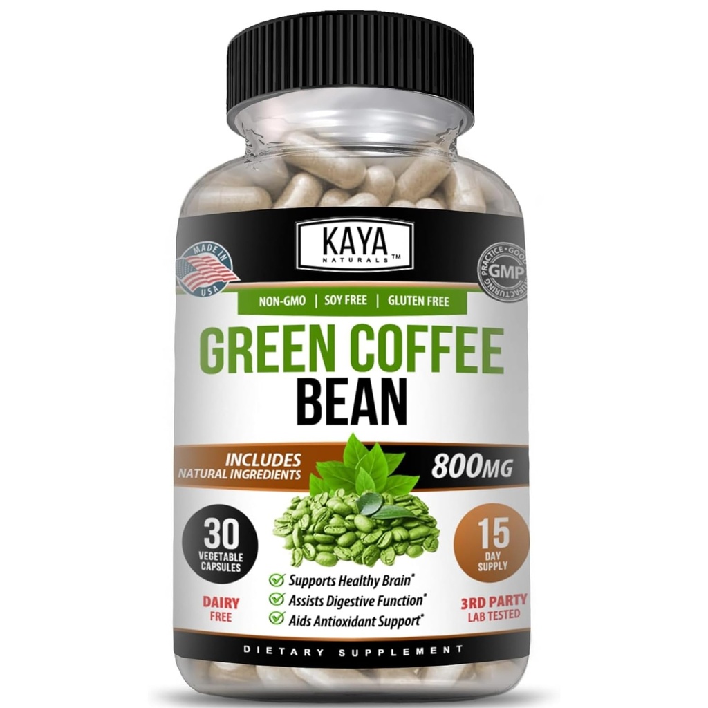 Kaya Naturals Green Coffee Bean Extract - non-GMO, Gluten-Free Supliment (30 Count (Pachet de 1)