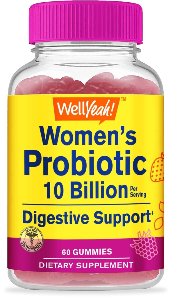 Probiotice pentru femei Gumiile - 10 miliarde CFU - pentru suport digestiv, sănătate gută și asistență pentru sănătate feminină - arome naturale - Vegan, întârziat de lansare femei Probiotice - 60 gume