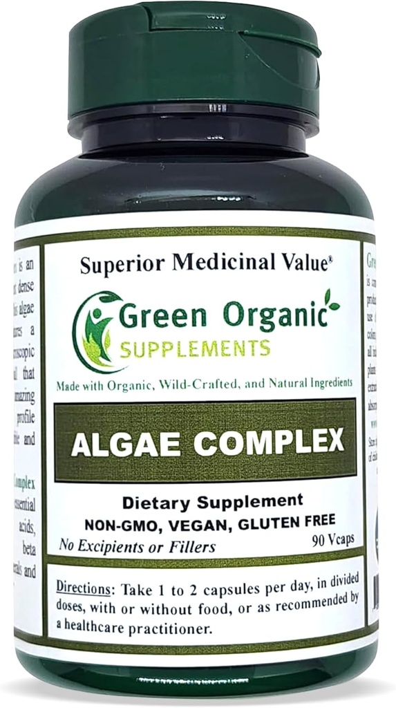 Alge, Fumoidan, Blue Green Algae, Kelp, Bladderwrack, Chlorella, Spirulina, Irish Moss, Dulse, 90 VCaps, High Absorbable, Non-GMO, Gluten-Free (Single)