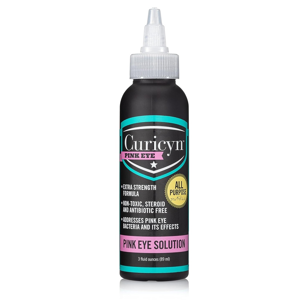 Soluţie de ochi roz curios (3 oz), picături ochi de câine, conjunctivită picături ochi pentru câini, pisici, animale de companie şi cai, Dog Oye Wash cu Anolyte purificate, Sigur şi Soothing Dog picături ochi pentru infecţie