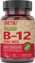 DEVA Nutriție Vegan sublingual rapid dizolva B-12 comprimate, 2500 mcg, 90 Conte