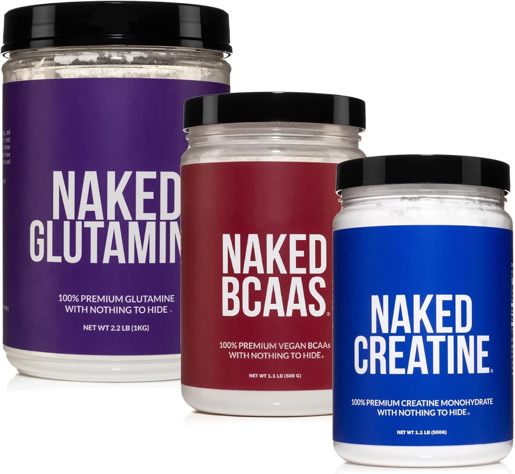 NAKED musculare creștere și recuperare Bundle: Glutamina pură, Creatina, și BCAA nearomatizate